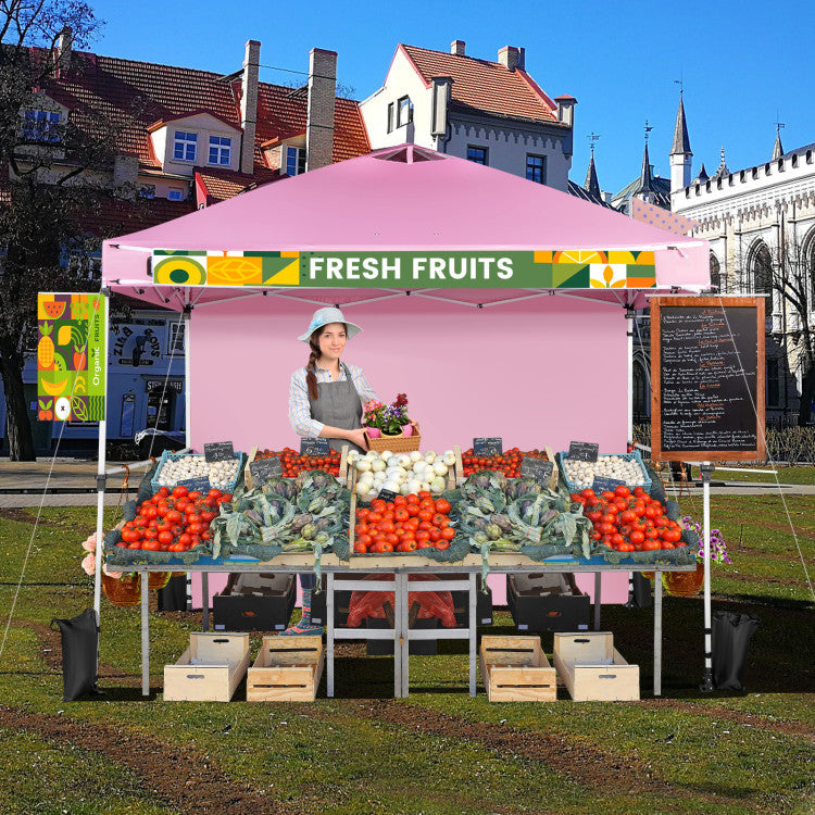 10 x 10 Feet Portable Commercial Pop-up Canopy Foldable Party Tent Awning with Detachable Sidewall and Roller Bag