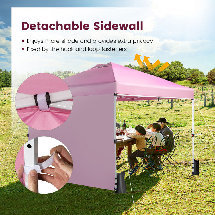10 x 10 Feet Portable Commercial Pop-up Canopy Foldable Party Tent Awning with Detachable Sidewall and Roller Bag