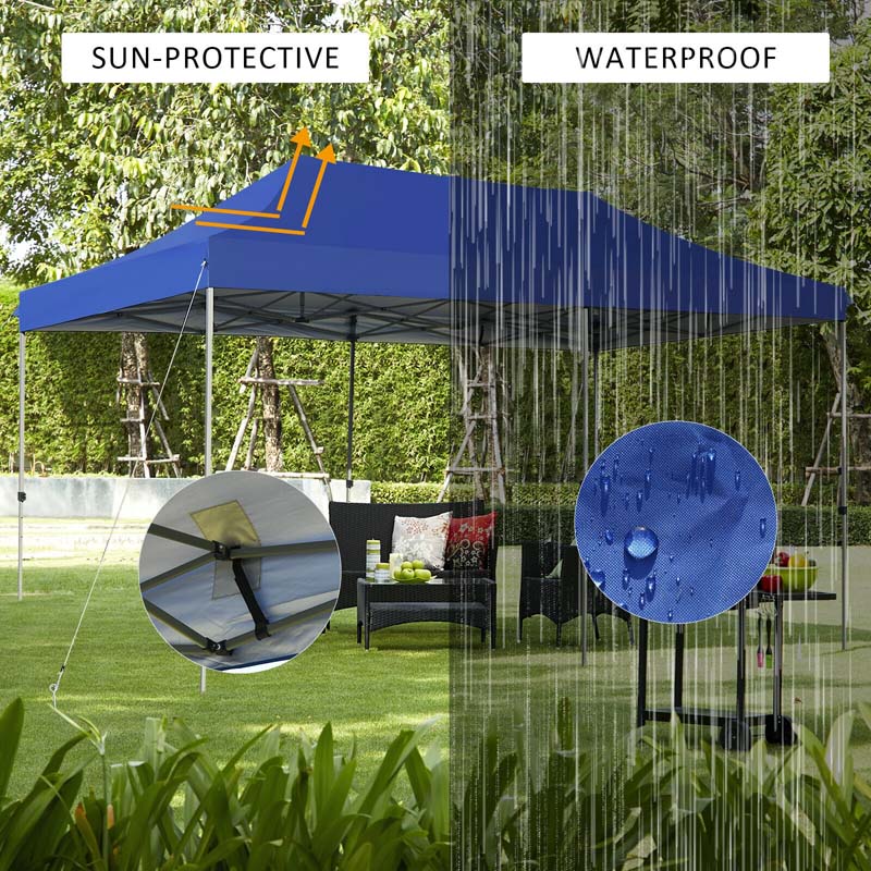10 x 20 FT Outdoor Pop Up Canopy Portable Folding Camping Tent with Adjustable Height and Storage Bag