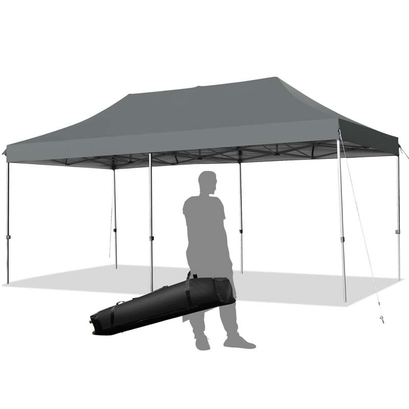 10 x 20 FT Outdoor Pop Up Canopy Portable Folding Camping Tent with Adjustable Height and Storage Bag