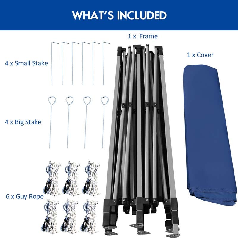 10 x 20 FT Outdoor Pop Up Canopy Portable Folding Camping Tent with Adjustable Height and Storage Bag