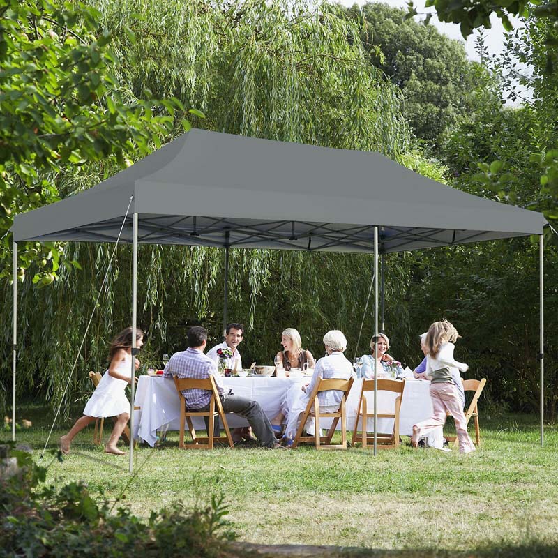 10 x 20 FT Outdoor Pop Up Canopy Portable Folding Camping Tent with Adjustable Height and Storage Bag