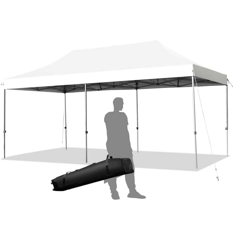 10 x 20 FT Outdoor Pop Up Canopy Portable Folding Camping Tent with Adjustable Height and Storage Bag