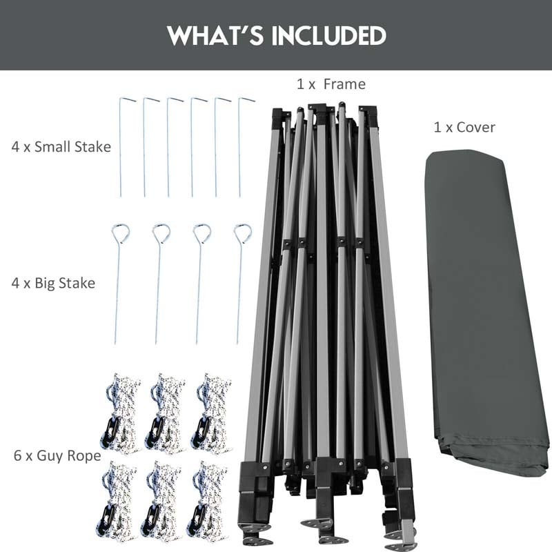 10 x 20 FT Outdoor Pop Up Canopy Portable Folding Camping Tent with Adjustable Height and Storage Bag