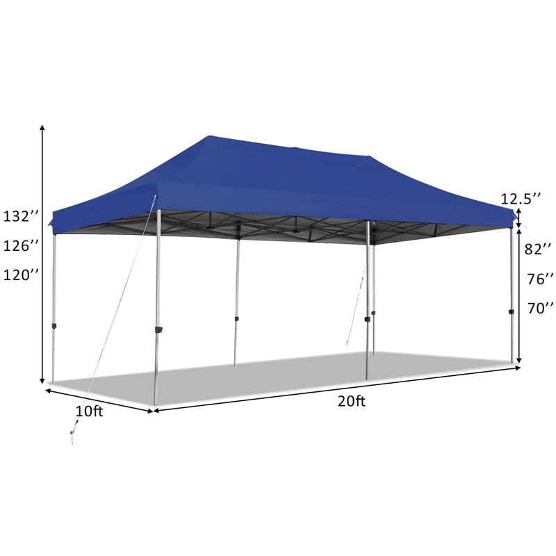 10 x 20 FT Outdoor Pop Up Canopy Portable Folding Camping Tent with Adjustable Height and Storage Bag