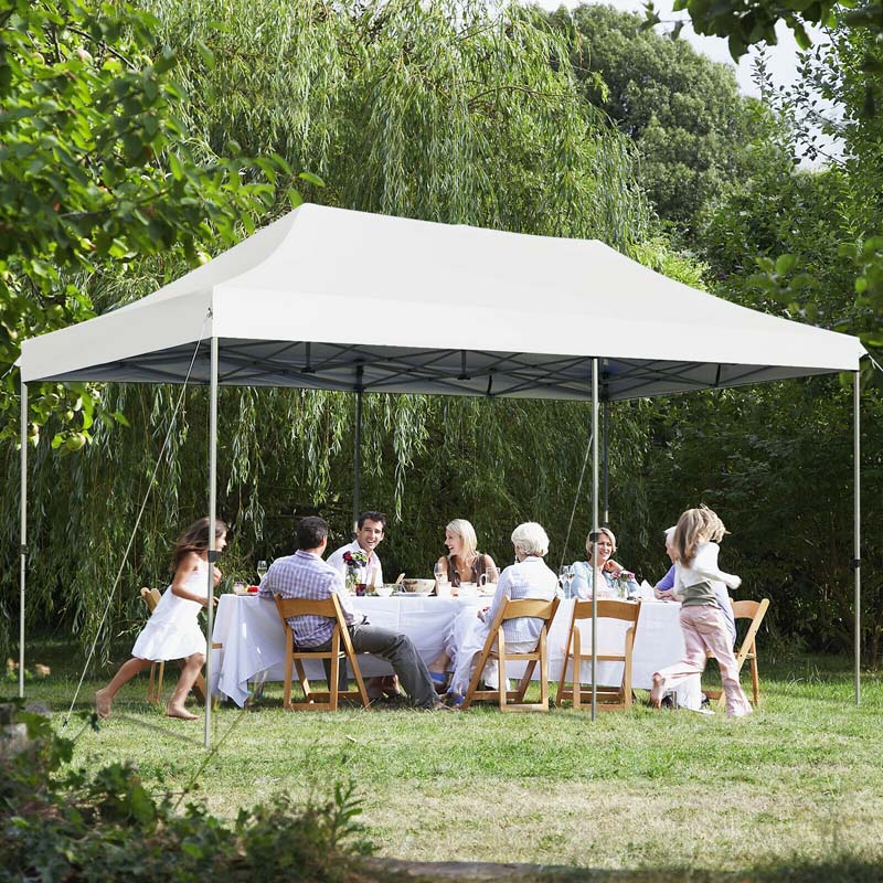 10 x 20 FT Outdoor Pop Up Canopy Portable Folding Camping Tent with Adjustable Height and Storage Bag