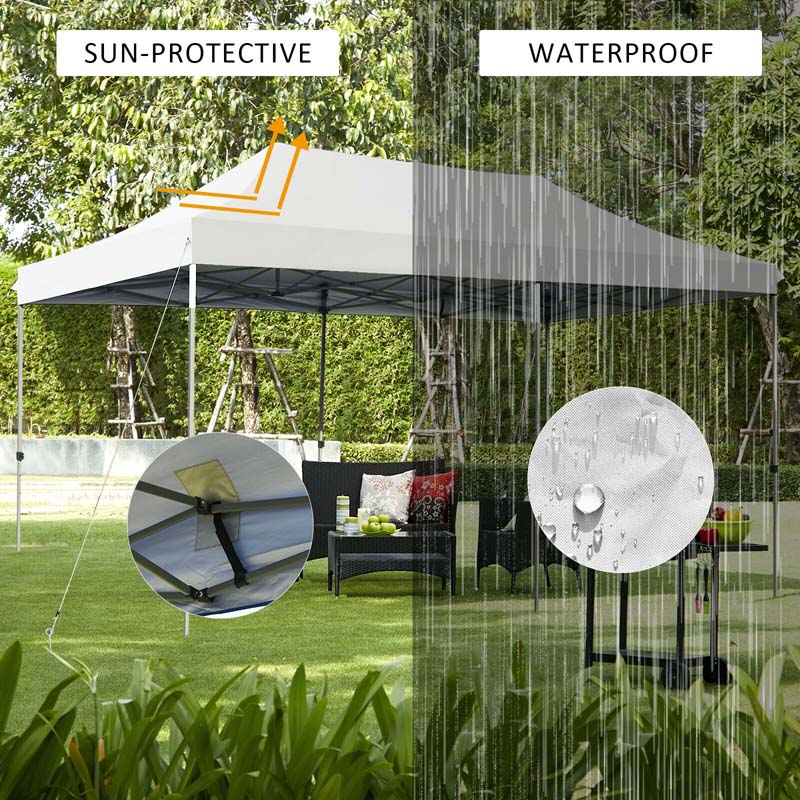 10 x 20 FT Outdoor Pop Up Canopy Portable Folding Camping Tent with Adjustable Height and Storage Bag