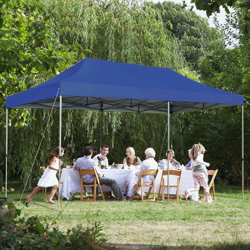 10 x 20 FT Outdoor Pop Up Canopy Portable Folding Camping Tent with Adjustable Height and Storage Bag
