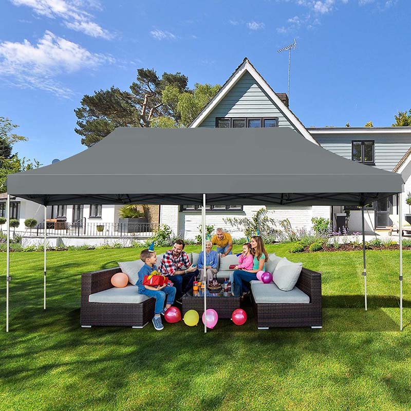 10 x 20 FT Outdoor Pop Up Canopy Portable Folding Camping Tent with Adjustable Height and Storage Bag