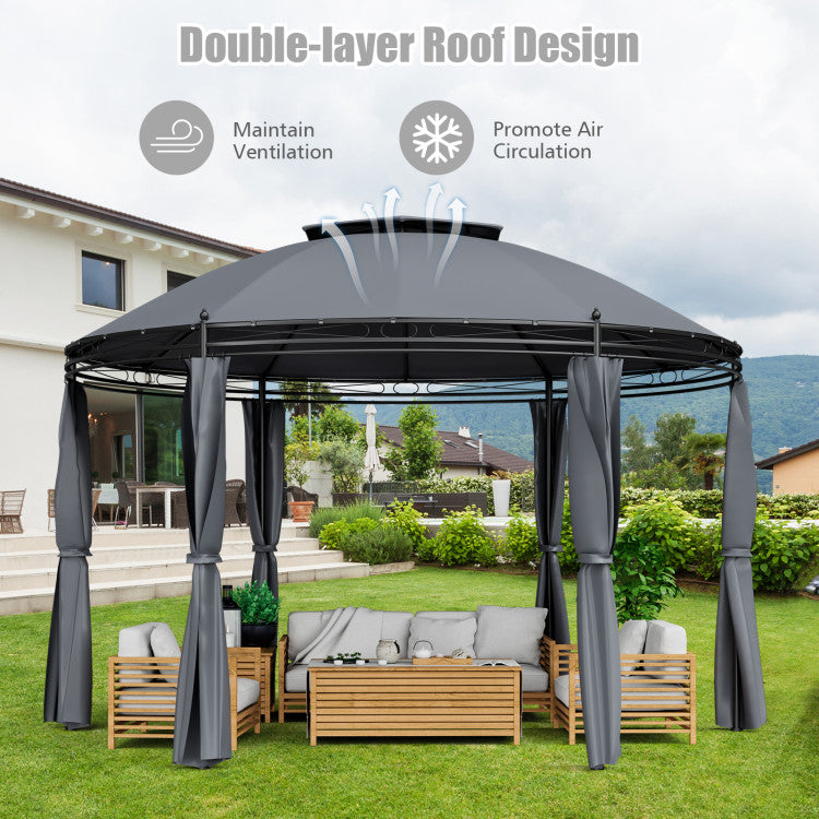 11.5 Feet Outdoor Dome Gazebo Patio Round Canopy Shelter with Removable Curtain and Large Activity Space