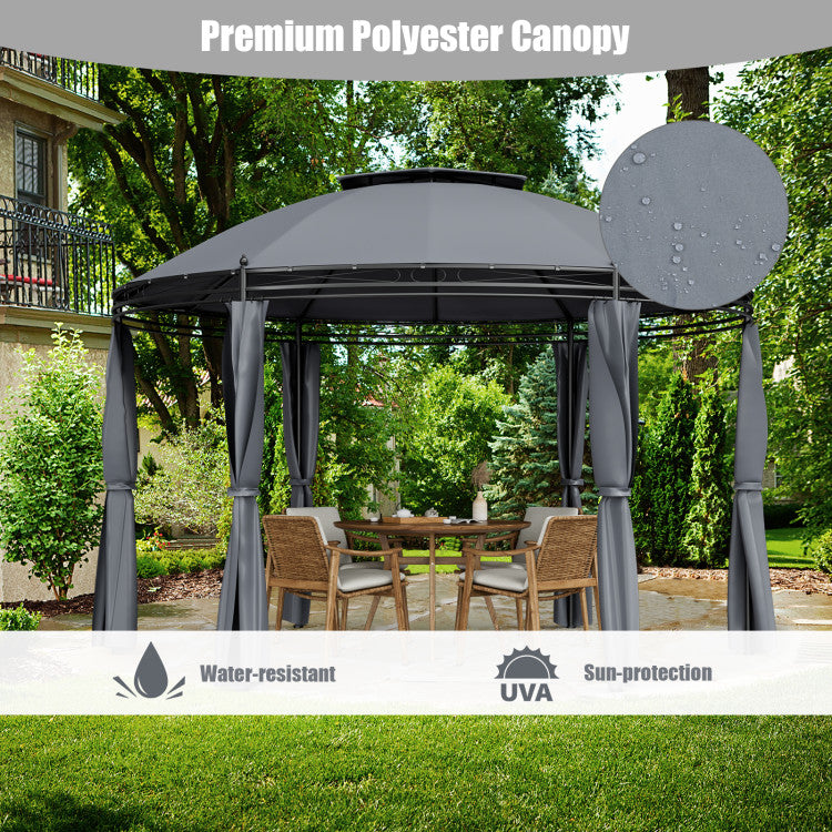 11.5 Feet Outdoor Dome Gazebo Patio Round Canopy Shelter with Removable Curtain and Large Activity Space
