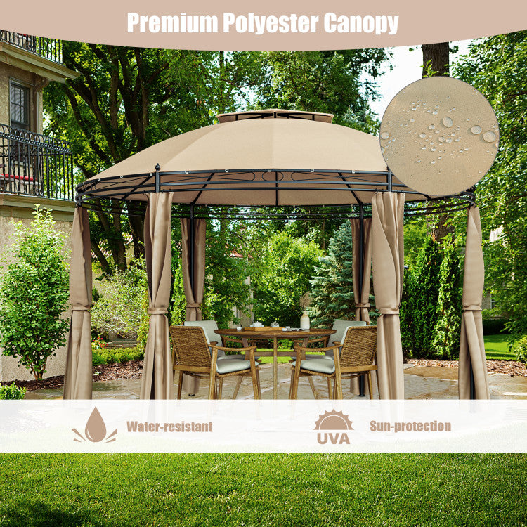 11.5 Feet Outdoor Dome Gazebo Patio Round Canopy Shelter with Removable Curtain and Large Activity Space