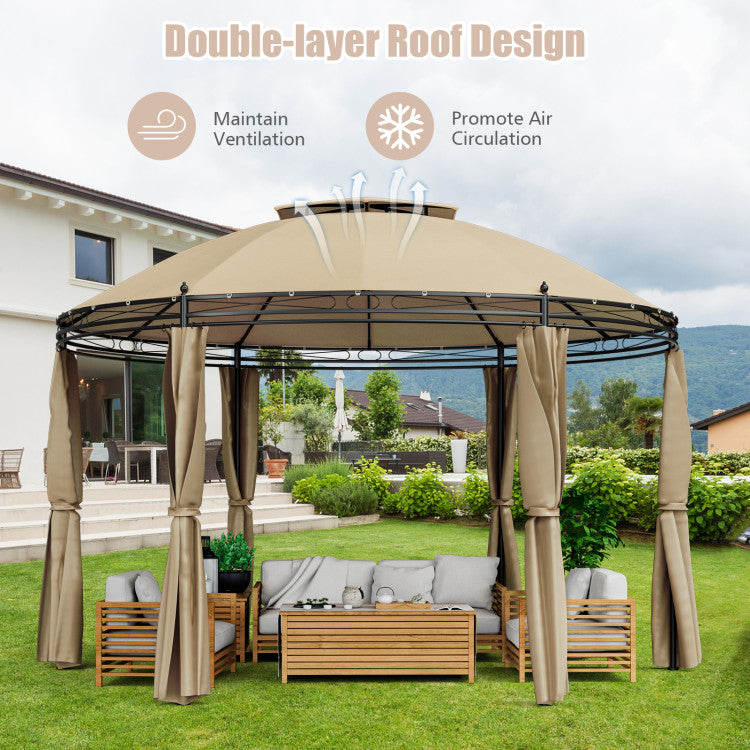 11.5 Feet Outdoor Dome Gazebo Patio Round Canopy Shelter with Removable Curtain and Large Activity Space