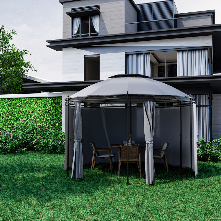 11.5 Feet Outdoor Dome Gazebo Patio Round Canopy Shelter with Removable Curtain and Large Activity Space
