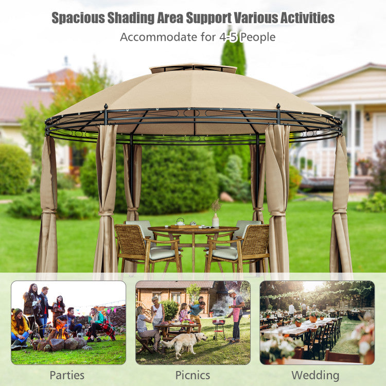 11.5 Feet Outdoor Dome Gazebo Patio Round Canopy Shelter with Removable Curtain and Large Activity Space