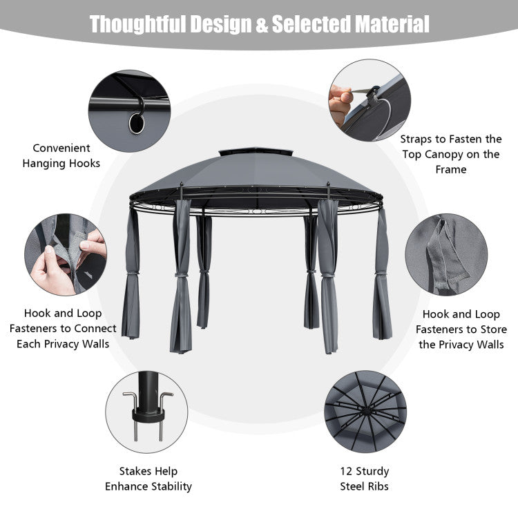 11.5 Feet Outdoor Dome Gazebo Patio Round Canopy Shelter with Removable Curtain and Large Activity Space