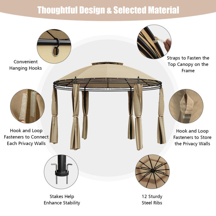11.5 Feet Outdoor Dome Gazebo Patio Round Canopy Shelter with Removable Curtain and Large Activity Space