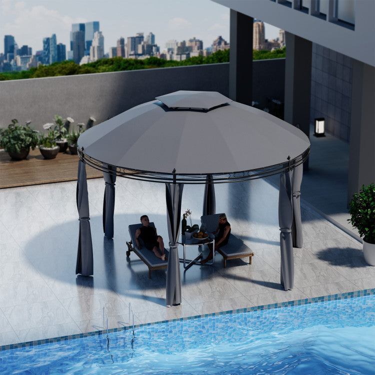 11.5 Feet Outdoor Dome Gazebo Patio Round Canopy Shelter with Removable Curtain and Large Activity Space