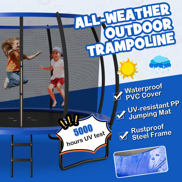 12FT ASTM Approved Trampolines Outdoor Large Recreational Trampoline with Enclosure Net and Safety Pad for Kids Youth Adults