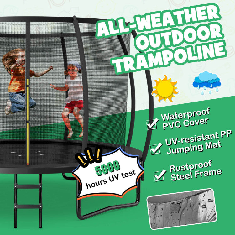 12FT ASTM Approved Trampolines Outdoor Large Recreational Trampoline with Enclosure Net and Safety Pad for Kids Youth Adults