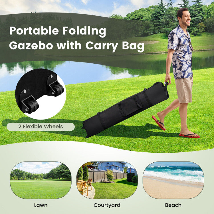 13 x 13 Feet Outdoor Pop-up Gazebo Patio Instant Canopy Shelter Tent with Mesh Sidewall and Vented Top
