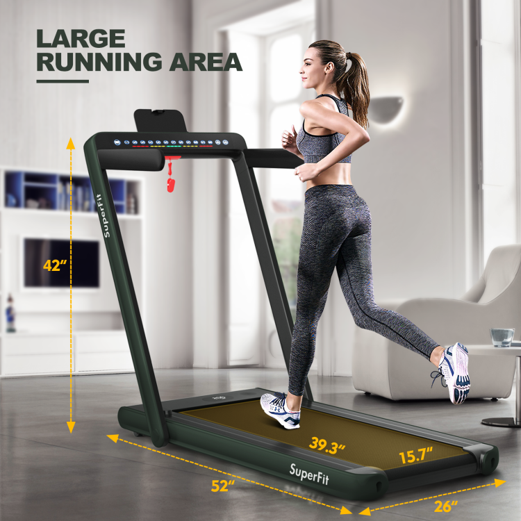 2-in-1 Folding Electric Motorized Treadmill with Remote Control and Dual Display