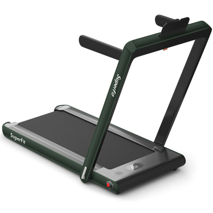 2-in-1 Folding Electric Motorized Treadmill with Remote Control and Dual Display