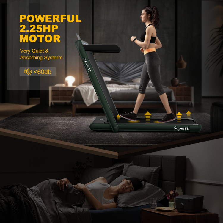 2-in-1 Folding Electric Motorized Treadmill with Remote Control and Dual Display