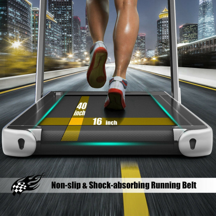 2-in-1 Folding Electric Motorized Treadmill with Remote Control and Dual Display