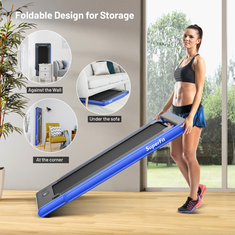 2-in-1 Folding Electric Motorized Treadmill with Remote Control and Dual Display