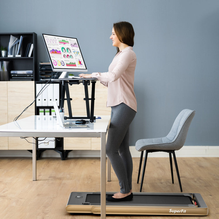 2-in-1 Folding Electric Motorized Treadmill with Remote Control and Dual Display