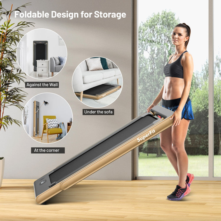 2-in-1 Folding Electric Motorized Treadmill with Remote Control and Dual Display