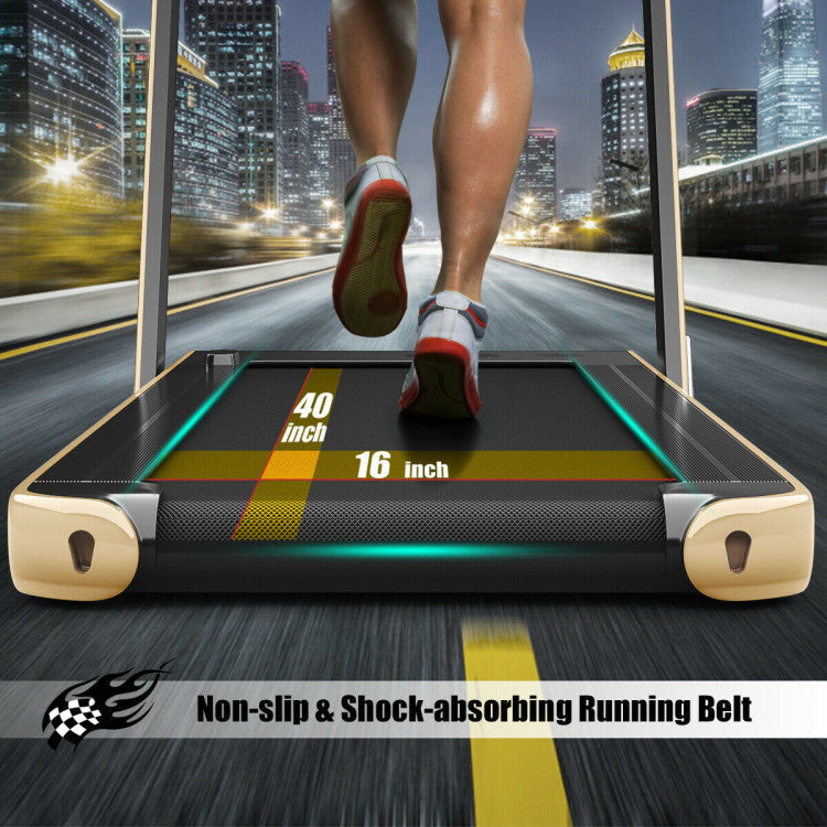 2-in-1 Folding Electric Motorized Treadmill with Remote Control and Dual Display