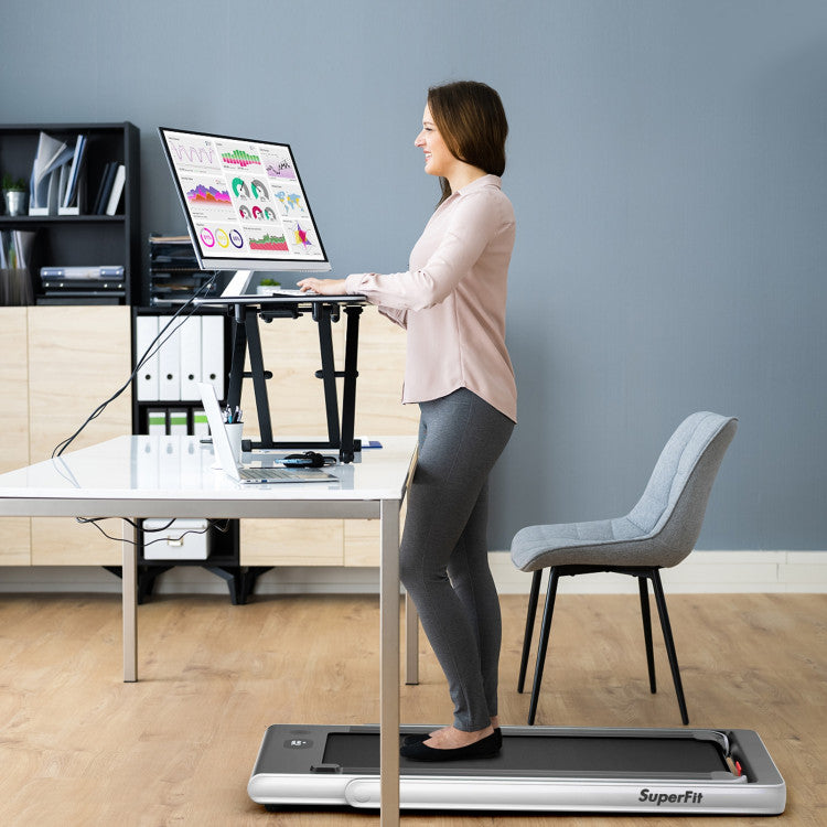 2-in-1 Folding Electric Motorized Treadmill with Remote Control and Dual Display