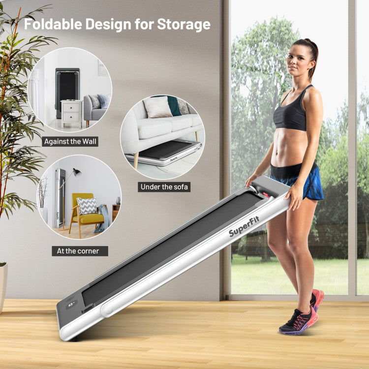 2-in-1 Folding Electric Motorized Treadmill with Remote Control and Dual Display