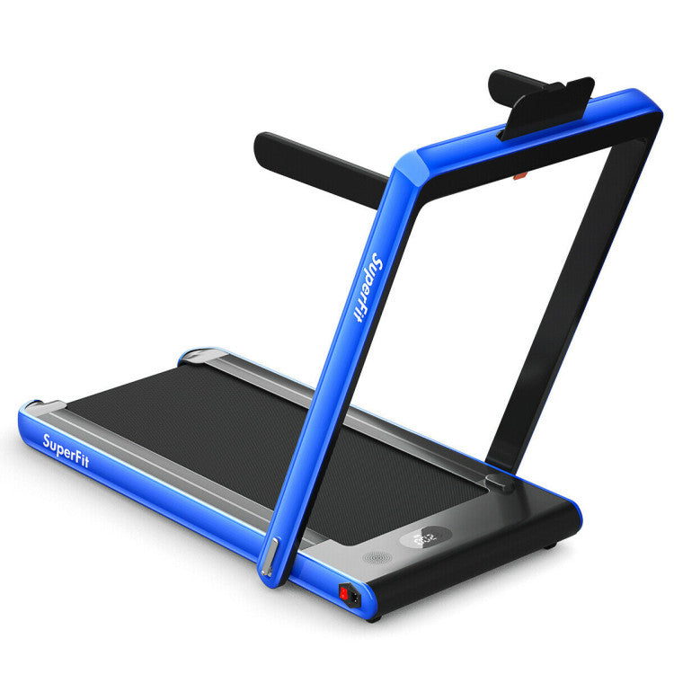 2-in-1 Folding Electric Motorized Treadmill with Remote Control and Dual Display