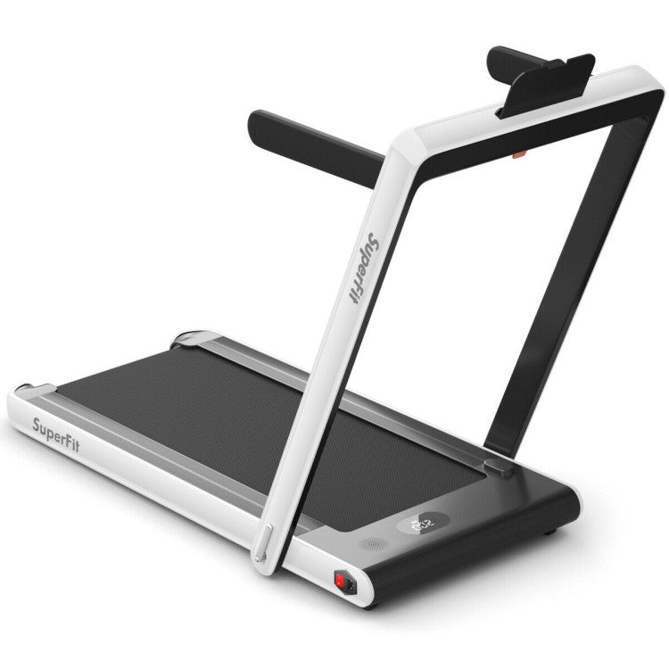 2-in-1 Folding Electric Motorized Treadmill with Remote Control and Dual Display