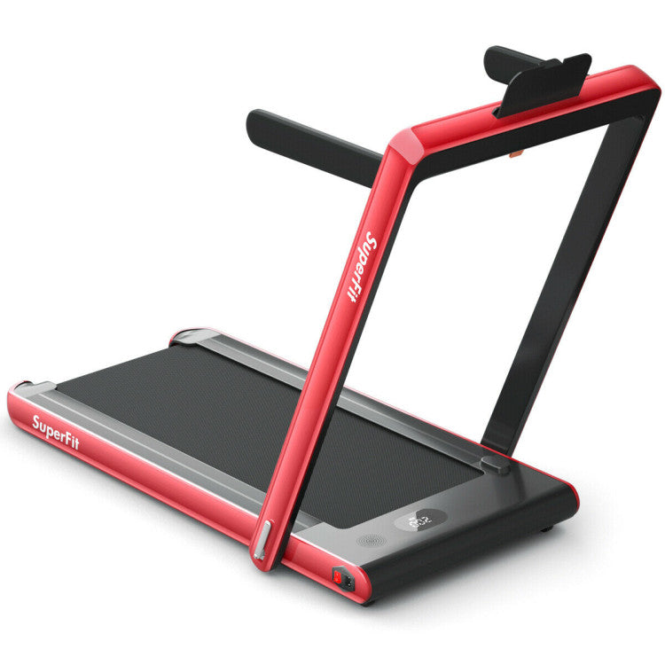 2-in-1 Folding Electric Motorized Treadmill with Remote Control and Dual Display