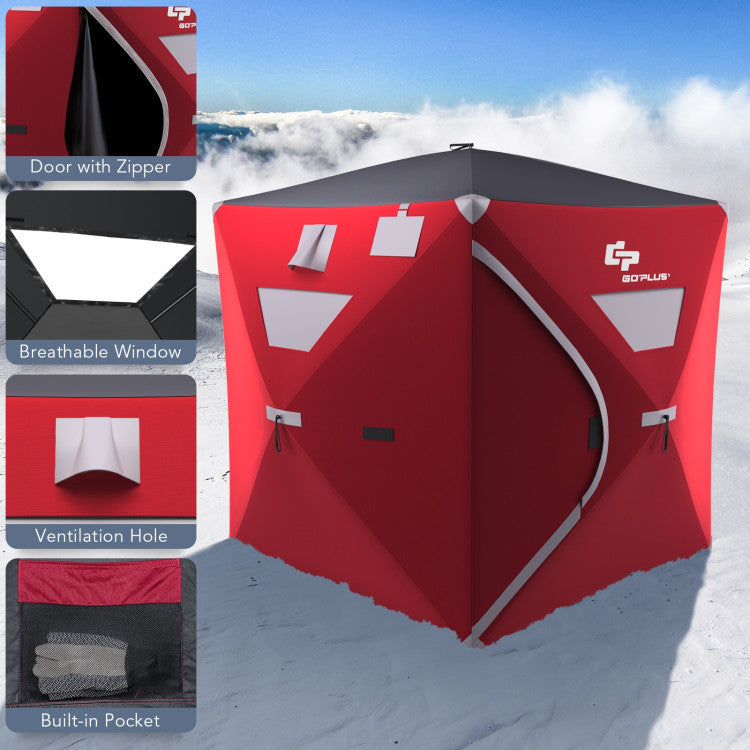 2-person Portable Pop-Up Ice Fishing Shelter Tent with Carrying Bag