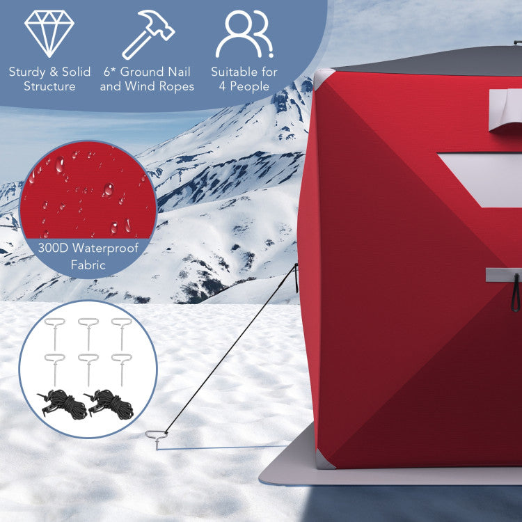 2-person Portable Pop-Up Ice Fishing Shelter Tent with Carrying Bag