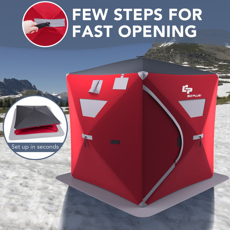 2-person Portable Pop-Up Ice Fishing Shelter Tent with Carrying Bag