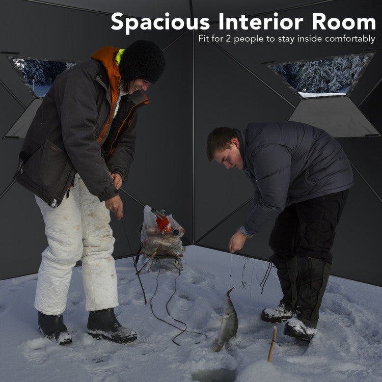 2-person Portable Pop-Up Ice Fishing Shelter Tent with Carrying Bag
