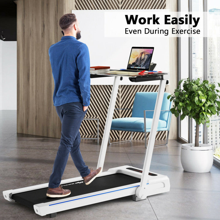 2.25 HP 3-in-1 Electric Folding Treadmill Running Machine with Large Desk and LCD Display