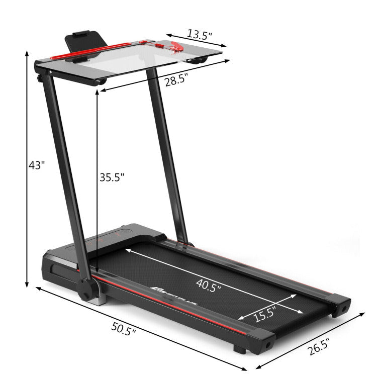 2.25 HP 3-in-1 Electric Folding Treadmill Running Machine with Large Desk and LCD Display
