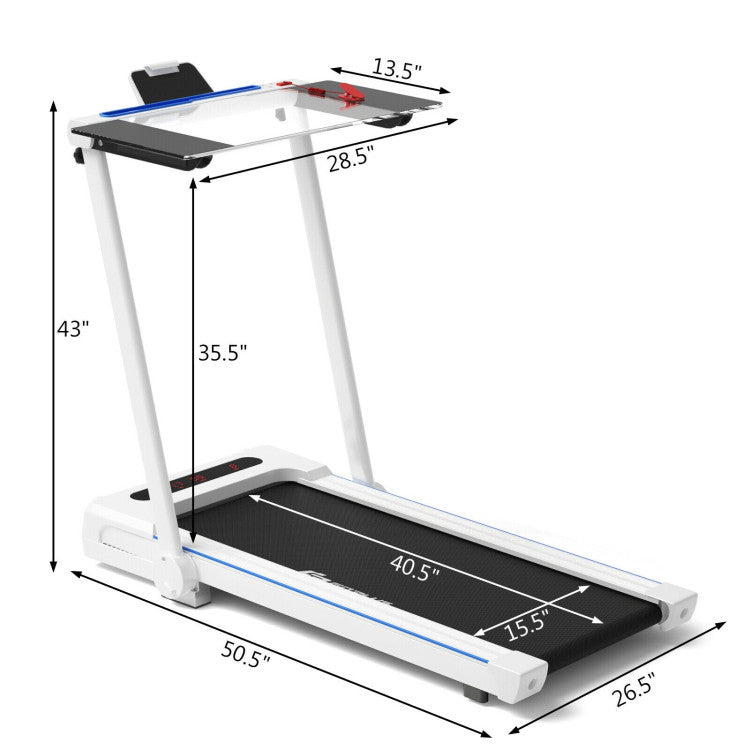 2.25 HP 3-in-1 Electric Folding Treadmill Running Machine with Large Desk and LCD Display