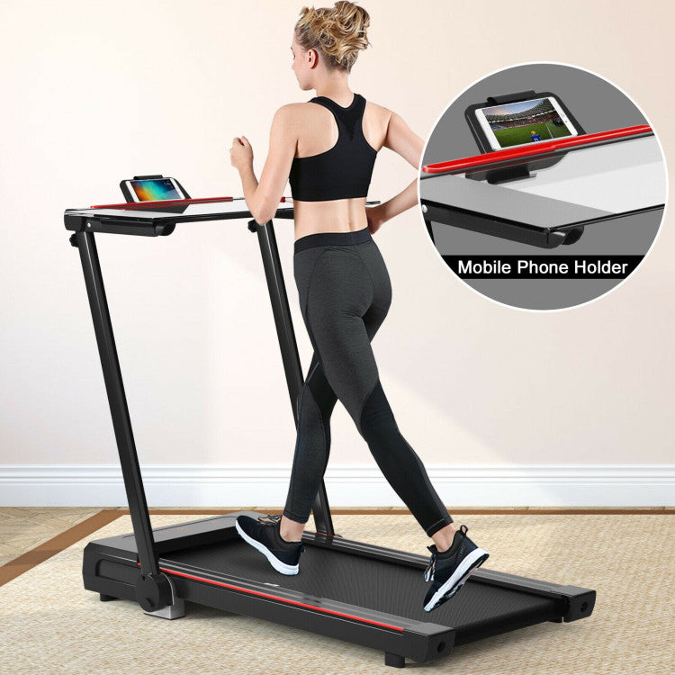 2.25 HP 3-in-1 Electric Folding Treadmill Running Machine with Large Desk and LCD Display