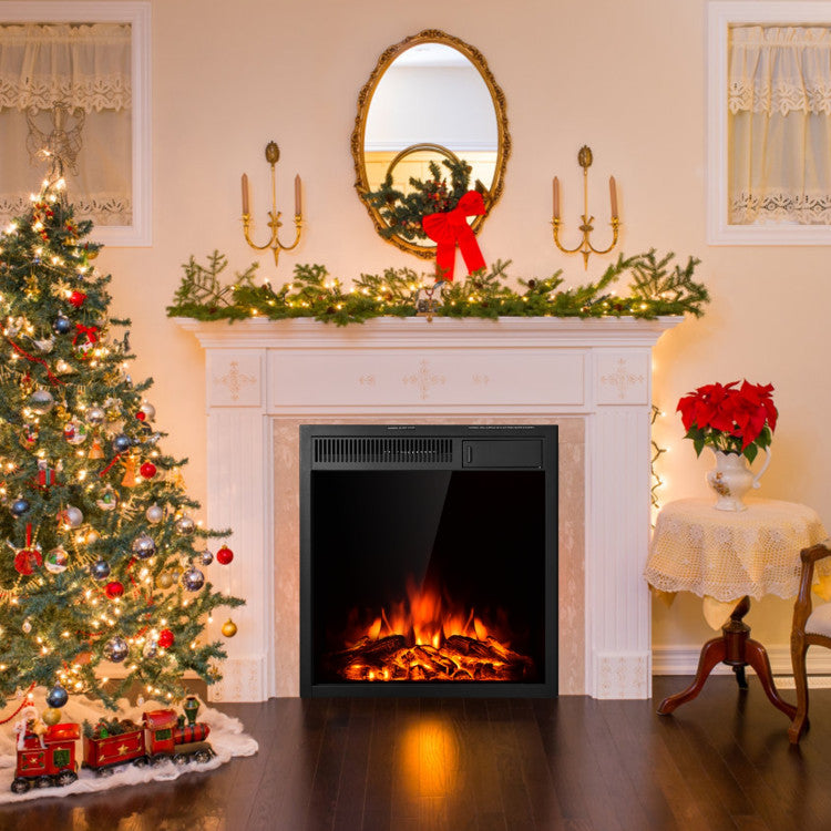 22.5 Inch Realistic Flames Electric Fireplace Insert Recessed and Freestanding Heater with Overheating Protection Remote Control