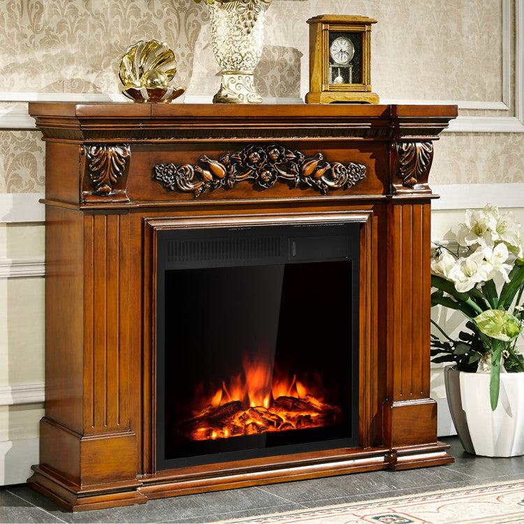 22.5 Inch Realistic Flames Electric Fireplace Insert Recessed and Freestanding Heater with Overheating Protection Remote Control
