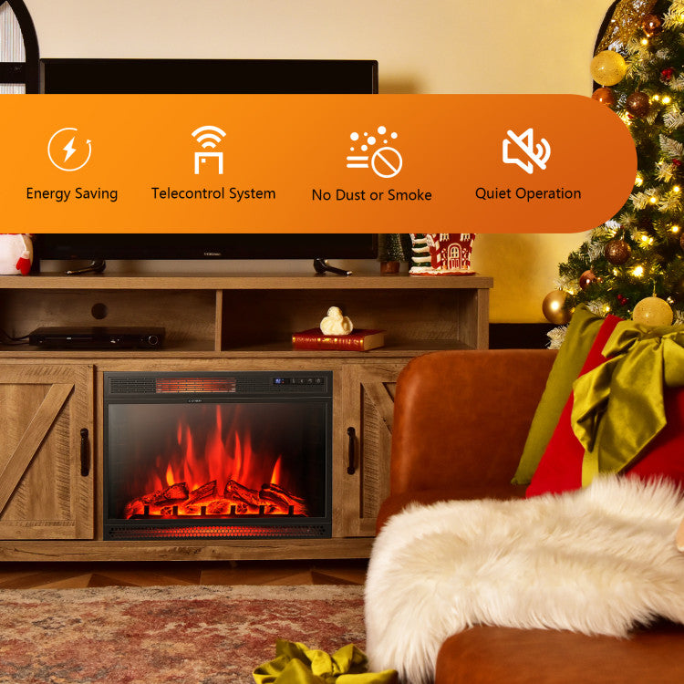 28 Inch Electric Fireplace Wall Recessed and Freestanding Heater with Remote Control and Touch Screen