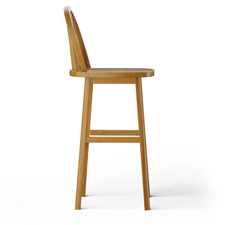 2 Pieces 30 Inch Height Wooden Bar Stools with Backrest and Footrest